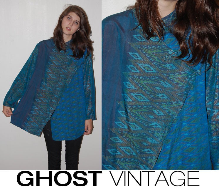 VINTAGE womens NAVAJO TOP (M) asymmetric OVERSIZED cape tent smock 