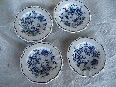 Fantastic Set of 4 Blue Danube Ash Trays Banner Mark 3 5/8 Wide