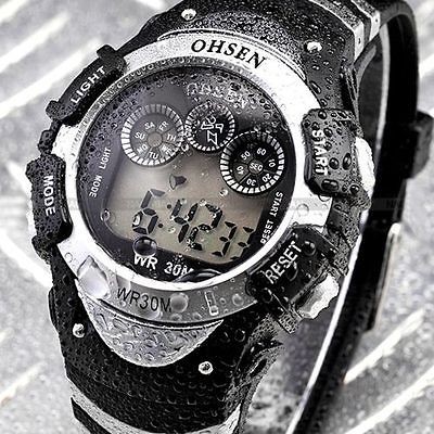   MODES BACKLIGHT DIGITAL CHILDRENS BOYS SPORT QUARTZ RUBBER WATCH