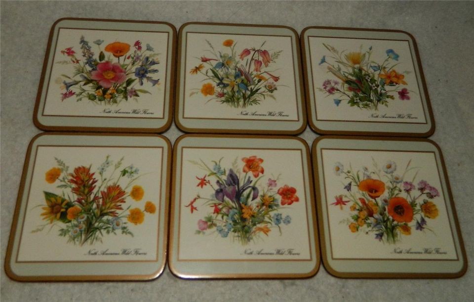 Set 6 Pimpernel England North American Wild Flowers Hardboard Cork 