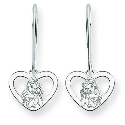   of Beauty and the Beast in Heart Dangle Wire Earrings ~ 14K White Gold