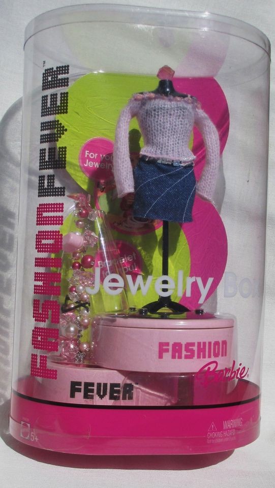 BARBIE JEWELRY BOX & MANNEQUIN W/ CASHMERE SWEATER & DENIM SKIRT FOR 