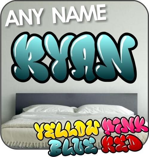 WALL STICKER ART PERSONALISED NAME GRAFFITI BOY BEDROOM GIRLS NURSERY 