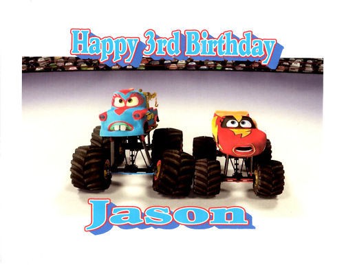 MATER MONSTER TRUCK 1/4 SHEET ICING CAKE TOPPER