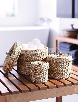   box with lid handmade seagrass jar organizer tote storage LJUSNAN new