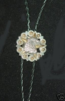 Texas Gold Star Concho Bolo Bola Tie Silver plated