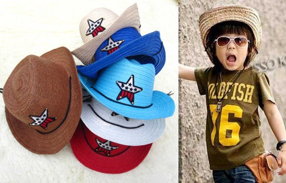 Cute Baby Kids Children Boys Girls Straw Western Cowboy Sun Hat Cap 