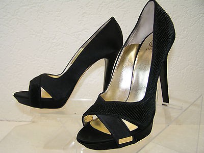 NIB VERSACE BLACK VELOUR PLISSE EVENING DRESS PLATFORM PUMPS 39.5 9.5