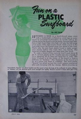 1953 Build Your OWN SURFBOARD SURF BOARD w STYROFOAM & FIBERGLASS How 