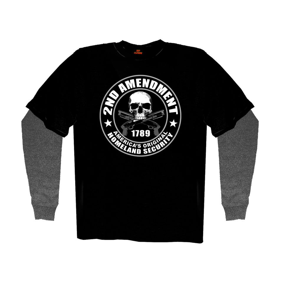   Thermal Sleeve t shirt New skull gun rights long sleeve Orginal