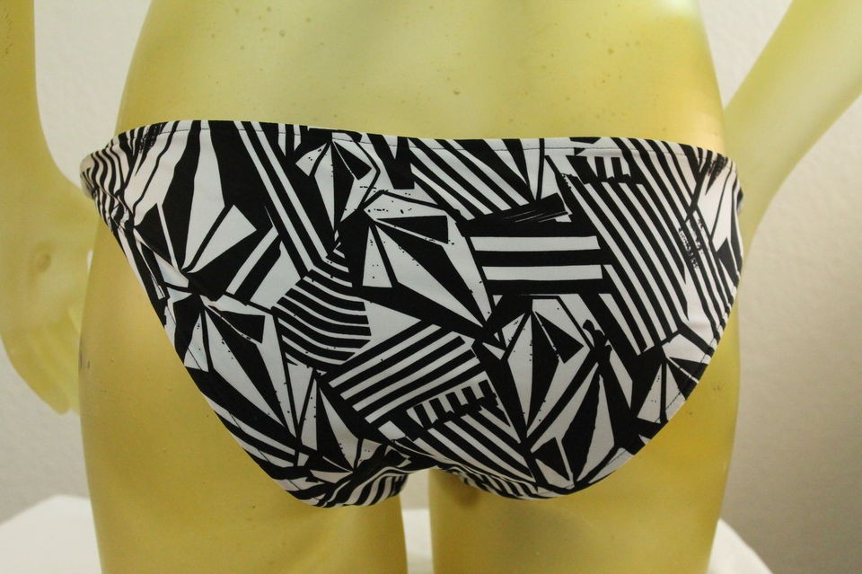 NWT WOMANS VOLCOM BLACK GRAPHIC BIKINI BOTTOM SEPARATE size MEDIUM