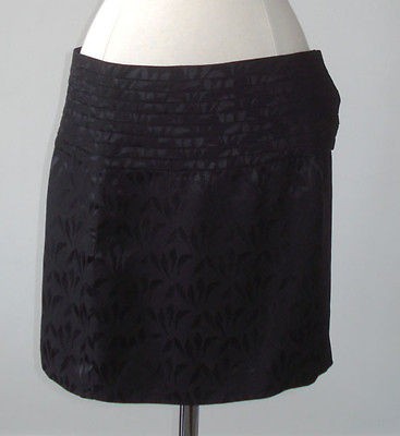 Amy Claire Black on Black Love Bird Print Silk Skirt   8