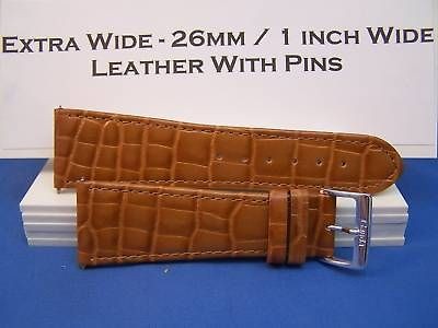 26mm Wide Tan Leather Strap.May Fit Techno Aqua Marine