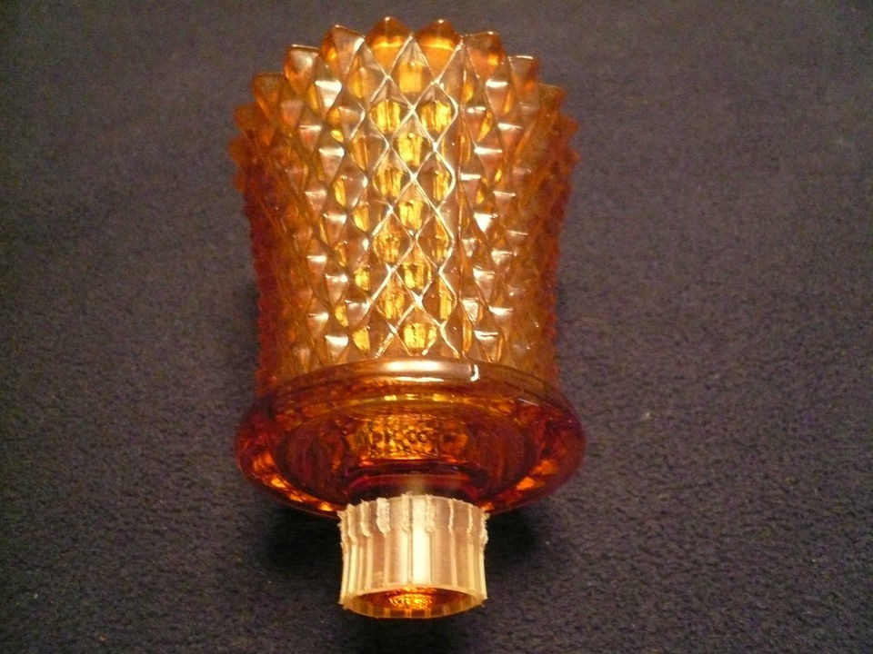   SHADE VOTIVE CANDLE HOLDER DIAMOND PATTERN THICK AMBER GLASS