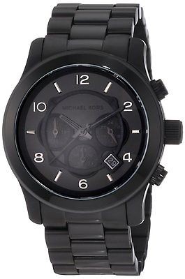 Michael Kors Mens Watch Black Leather Chronograph Sport MK8157 Men 