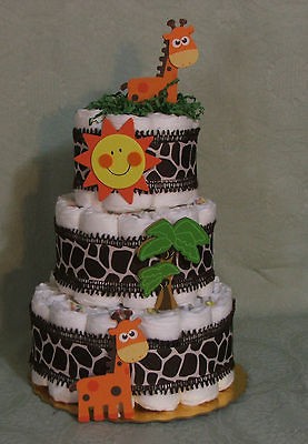 Tier Diaper Cake GIRAFFES, GIRAFFES, Baby Shower Centerpiece boy or 