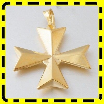 MALTESE CROSS Jewellery Hallmarked 375 9ct Gold 3D Pendant Genuine 