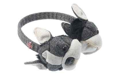 Fuzzy Nation NEW Boston Terrier Gray Dog Shaped Coldwear Earmuffs One 