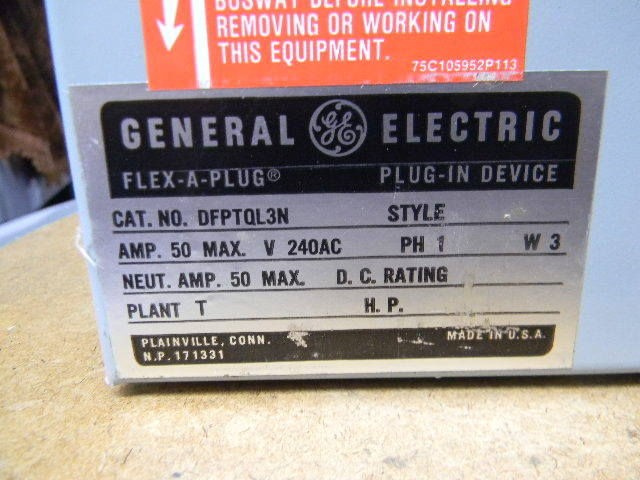 GE FLEX A PLUG TYPE TQL SWITCH BOX (DFPTQL3N) FOR USE ON DH FLEX A 