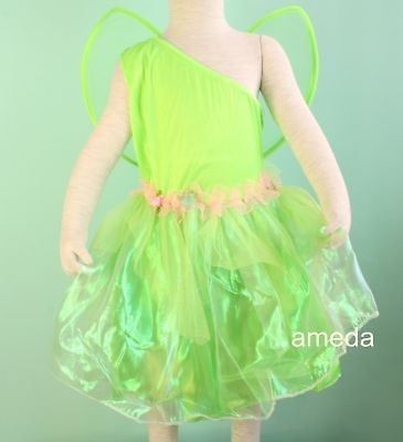 HALLOWEEN TINKERBELL DRESS WINGS COSTUME 2PC 1 6Y Z102