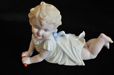   PORCELAIN CRYING KEWPIE CUPIE PIANO BABY JAPAN BLUE TEARS WINGS