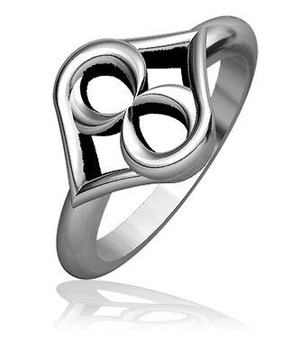 One Infinity Hearts Ring Style #2 with Black Finish, Love Ring, 11.5mm 