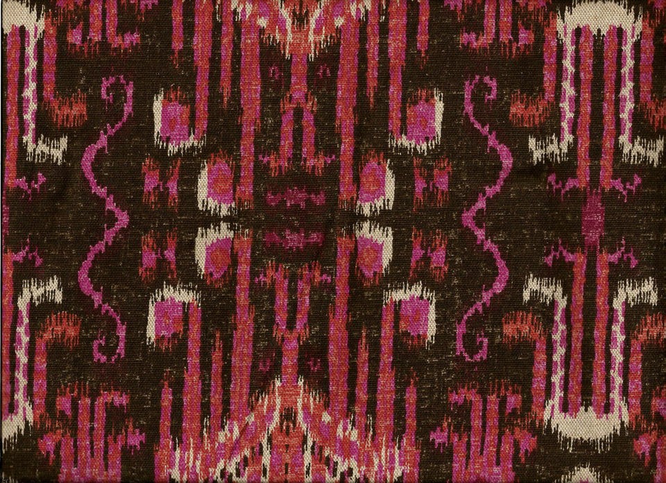 Bold Vibrant Ikat Medallion Modern Contemporary Pinks Print Upholstery 