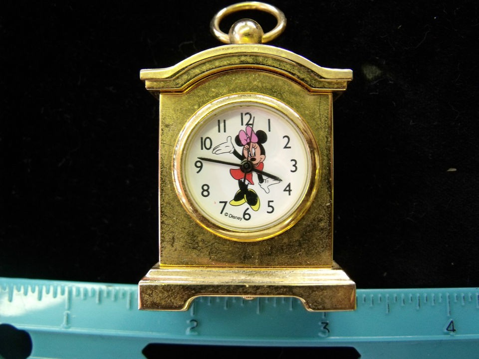   DESK TOP OR BOOKSHELF MINNIE MOUSE QUARTZ CLOCK GOLD COLORED NICE