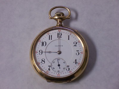   50MM 17J 3 POS. ILLINOIS POCKET WATCH KEYSTONE CASE MOVEMENT #2448203