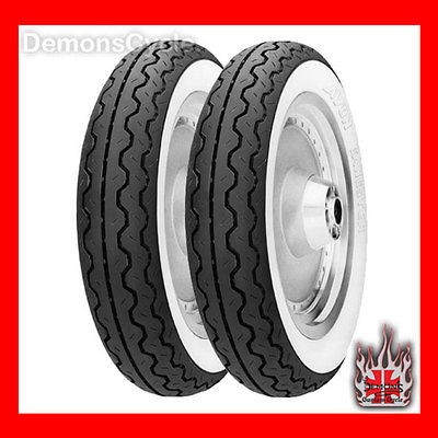 90 16 WHITEWALL TIRES AVON GANGSTER FRONT REAR WHEELS FIT HARLEY FL 