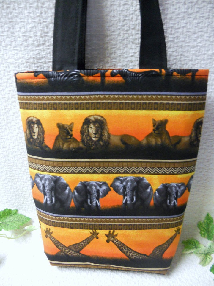   SAFARI Lions Elephants Zebras New Handmade Small Tote Bag by Cam