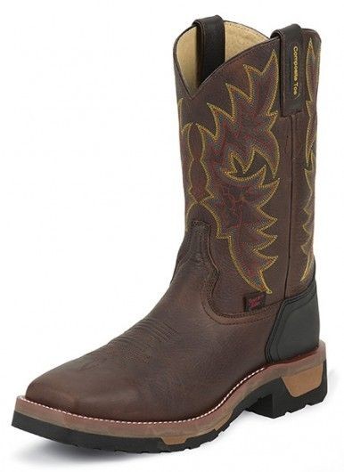   Tony Lama TW1061 Brown Bark Western Safety Composite Toe Work Boot