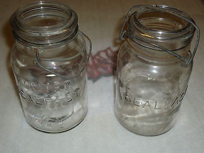 VINTAGE FOSTER SEALFAST QUART JARS CLEAR GLASS