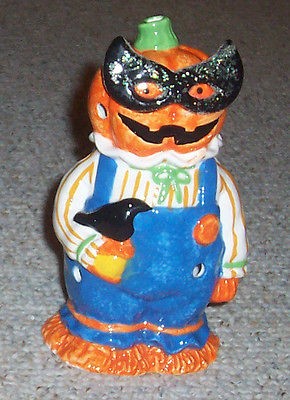   MASKED JACK O LANTERN JOL SCARECROW TEA LIGHT FIGURINE DECORATION