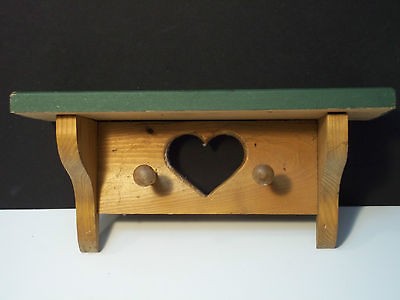 HANDMADE RUSTIC WOODEN HEART DESIGN WALL SHELF