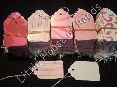 500 PACK Strung HANGABLE BOUTIQUE retail PRICE TAGS PINK DESIGNS