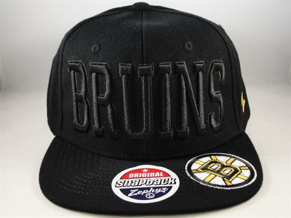 NHL BOSTON BRUINS ZEPHYR FLAT BILL SNAPBACK HAT CAP GOTHAM BLACK