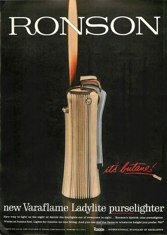 1961 Ronson Varaflame Ladylite Purselighter   Old Ad