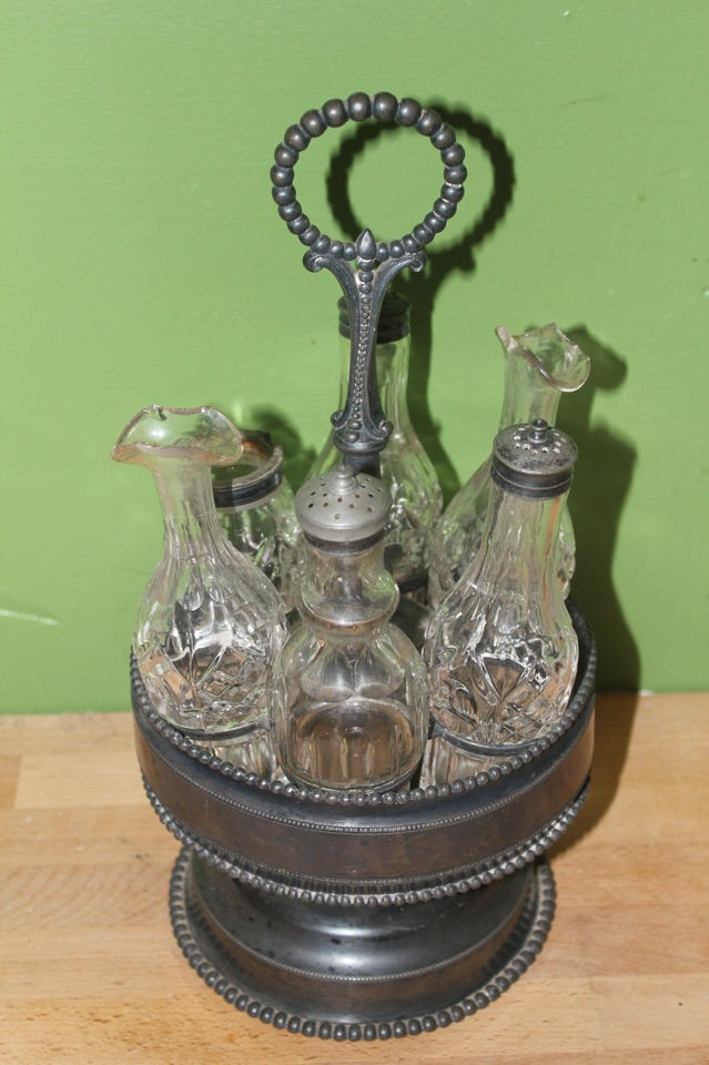 silverplate cruet set in Antiques