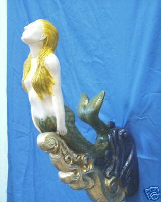 SMALL MERMAID SHIPS FIGUREHEAD NAUTICAL FOLK ART DECOR