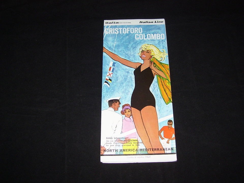 Vintage 1966 Italian Line SS Cristoforo Colombo Cruise Ship Brochure