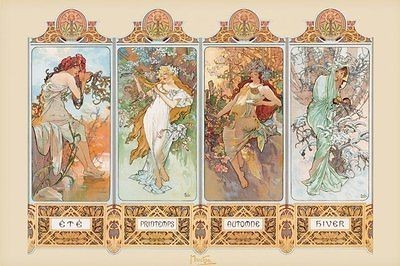 ALPHONSE MUCHA   The Four Seasons MAXI SIZE POSTER new