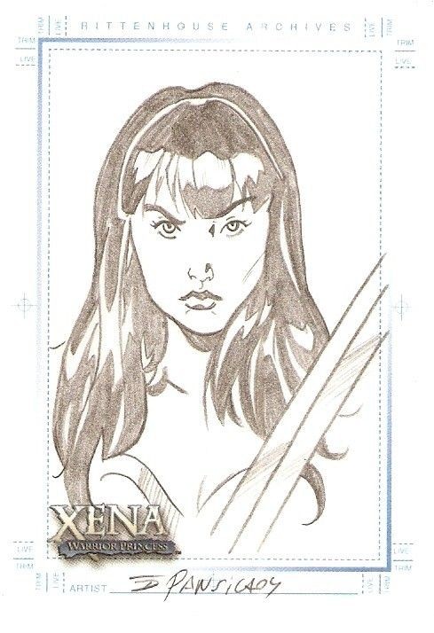 Xena Art & Images Eduardo Pansica Sketch Card of Xena & sword hand 