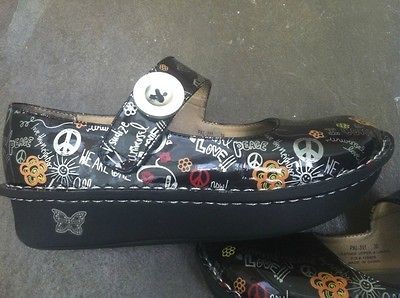 Alegria Paloma Black Peace & Love Patent Size 38