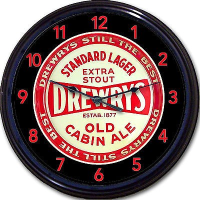 DREWRYS OLD CABIN ALE BEER TRAYCLOCK SOUTH BEND,IN EXTRA STOUT 