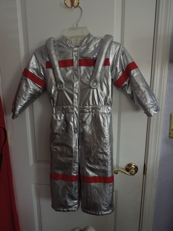 2pc ASTRONAUT SILVER COSTUME Sz 4  5 boys Shuttle Space Explorer Play 