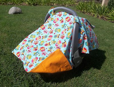 Car Seat Cover / Canopy   Boy Owls