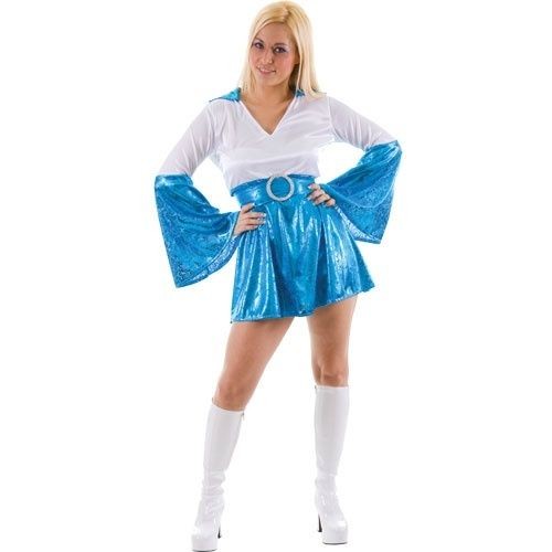 ABBA DANCING QUEEN BLUE FANCY DRESS OUTFIT IN S/M