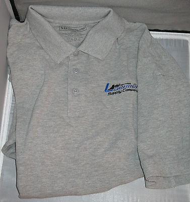 11 Tactical Polo Shirt Short Sleeve Grey w/ embroidered LSC logo