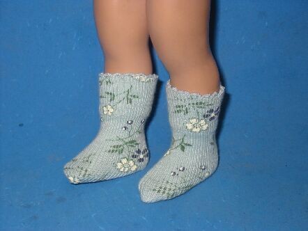 AQUA FLORAL SOCKS  made to fit 10 ANN ESTELLE